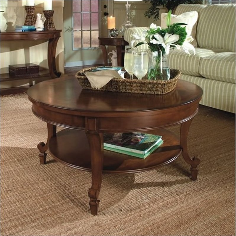Magnussen Aidan 2 Piece Round Cocktail and End Table Set in Cinnamon ...