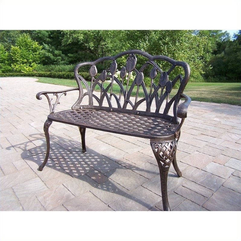 Oakland Living Tulip Cast Aluminum Loveseat in Antique Bronze - 1006-AB