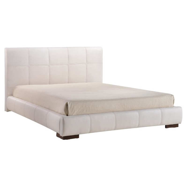 Zuo Amelie Faux Leather Upholstered King Platform Bed in White - 800211