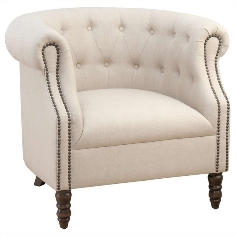 Jofran Grace Tufted Club Barrel Chair in Natural - GRACE-CH-NATURAL