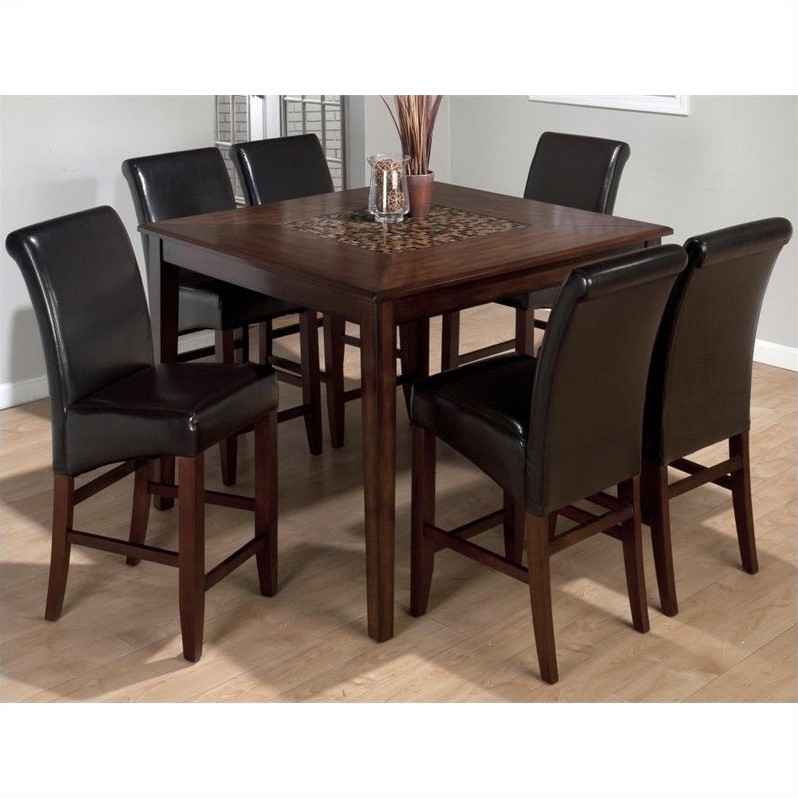 Jofran 697 Series 7 Piece Counter Height Dining Set With Leather Stools