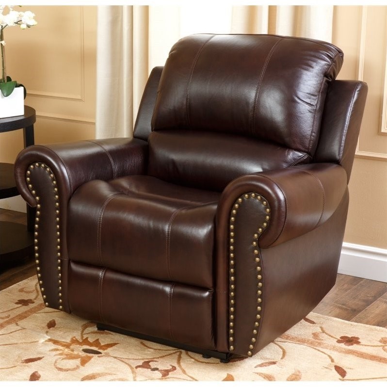 Abbyson Living Hogan Leather Recliner - CH-8811-BRG-1