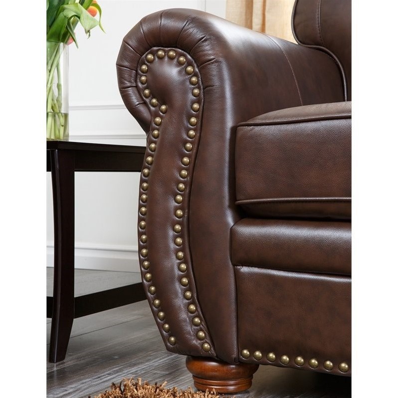 Abbyson Living Pearla Leather Club Arm Chair with Ottoman ...
