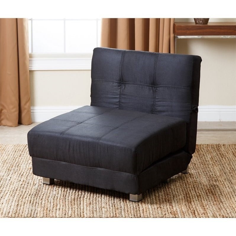 Abbyson Living Reenah Armless Sleeper Microfiber Chair Bed in Black ...