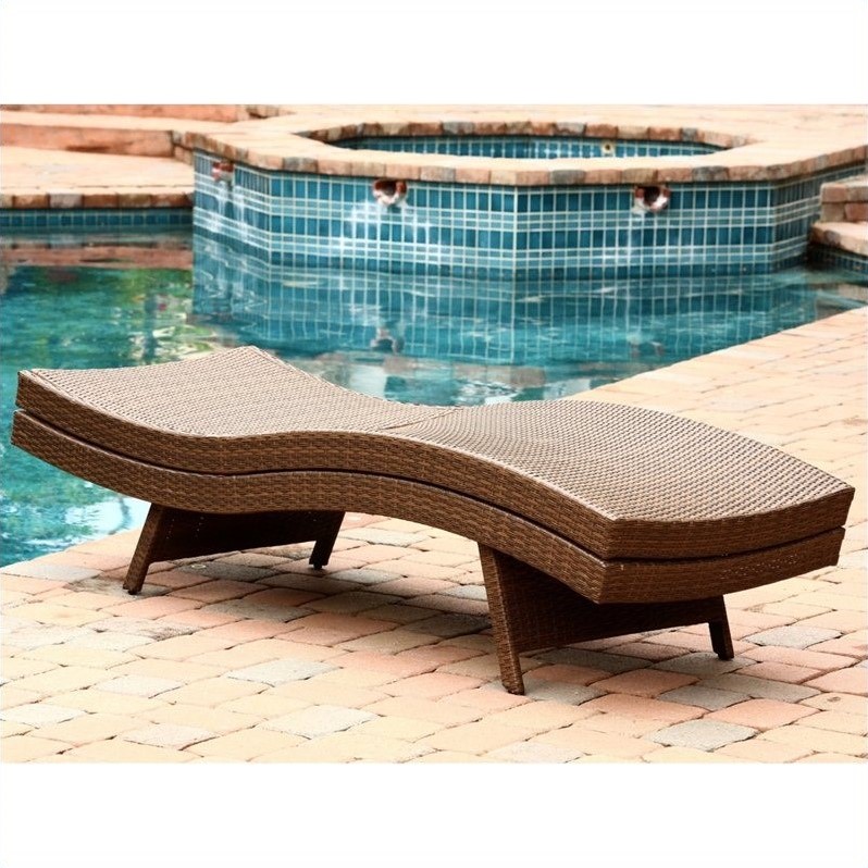 Abbyson Living Palermo Outdoor Wicker Chaise in Brown (Set ...