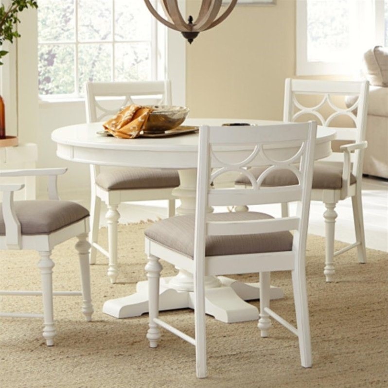 American Drew Lynn Haven Round Wood Dining Table in White - 416-701R