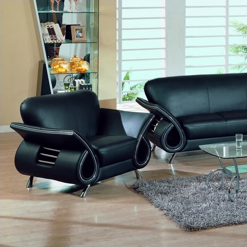 Global Furniture USA Charles 3-Piece Leather Sofa Set in Black - 559-BL ...