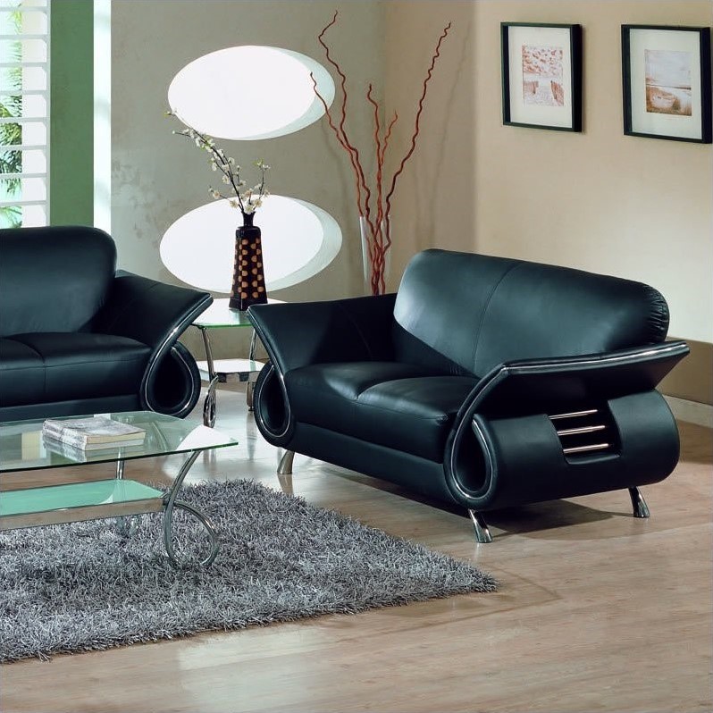 Global Furniture USA Charles 2-Piece Leather Sofa Set in Black - 559-BL ...