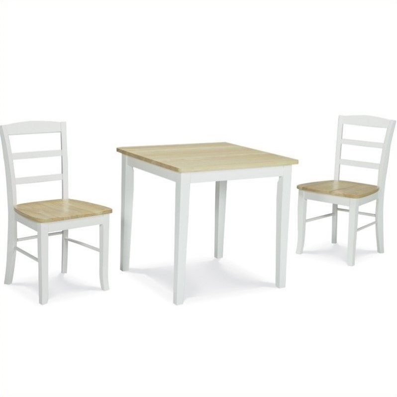 3 Piece Square Dining Set in White and Natural - K02-3030-C2P-2