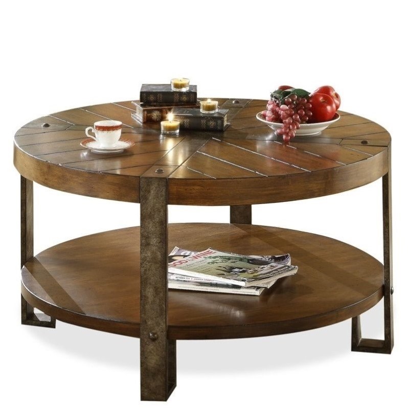 Riverside Furniture Sierra Round Cocktail Table in Landmark Worn Oak - 3405