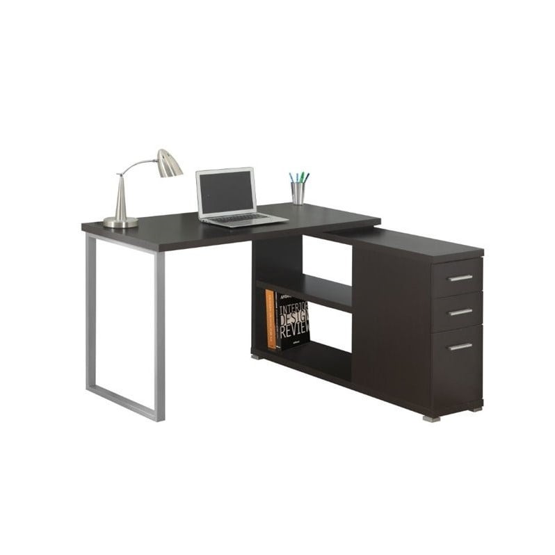 L Shaped Computer Desk in Cappuccino - I 7132