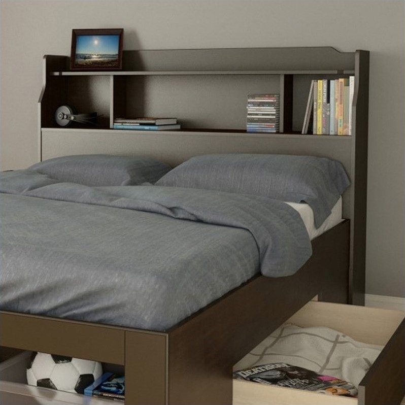 Full Bookcase Headboard In Espresso - 325317