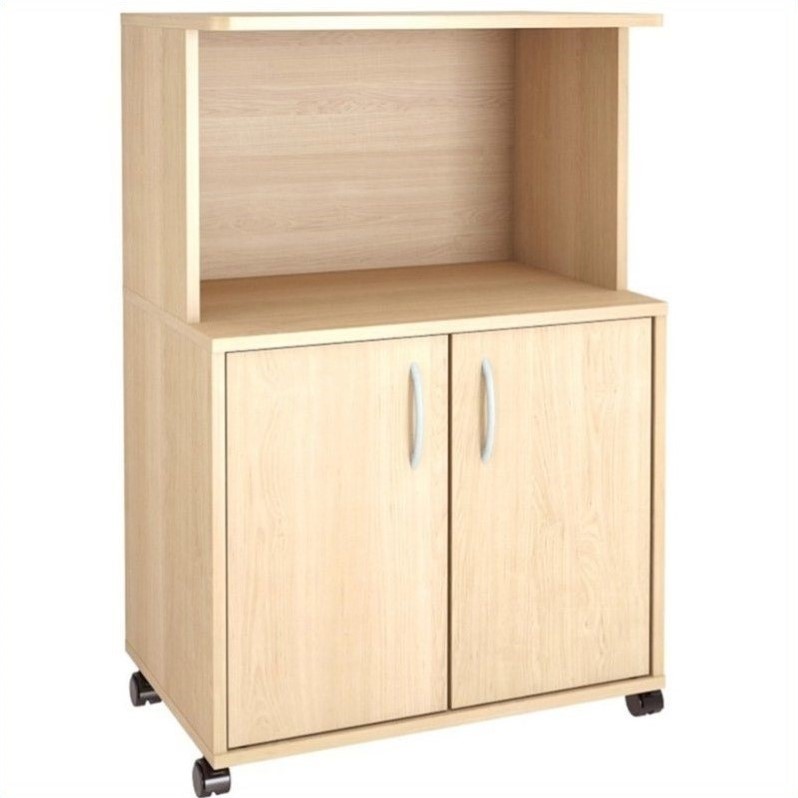 Microwave Kitchen Cart In Natural Maple 599   8353 1 L 