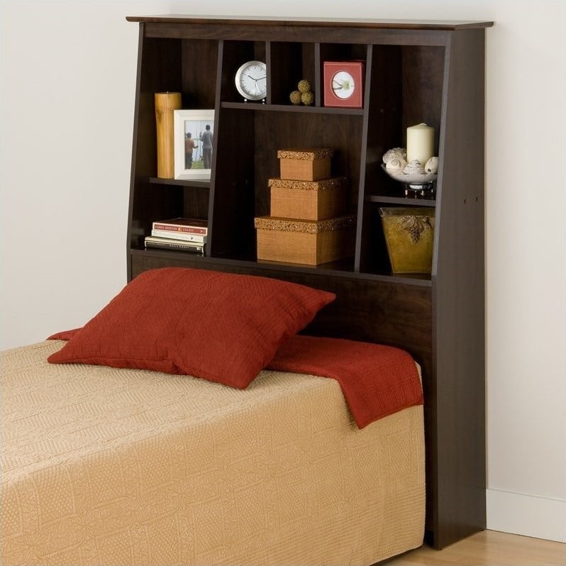 Tall Twin Bookcase Platform Storage Bed In Espresso Finish Ebt 4106 Kit