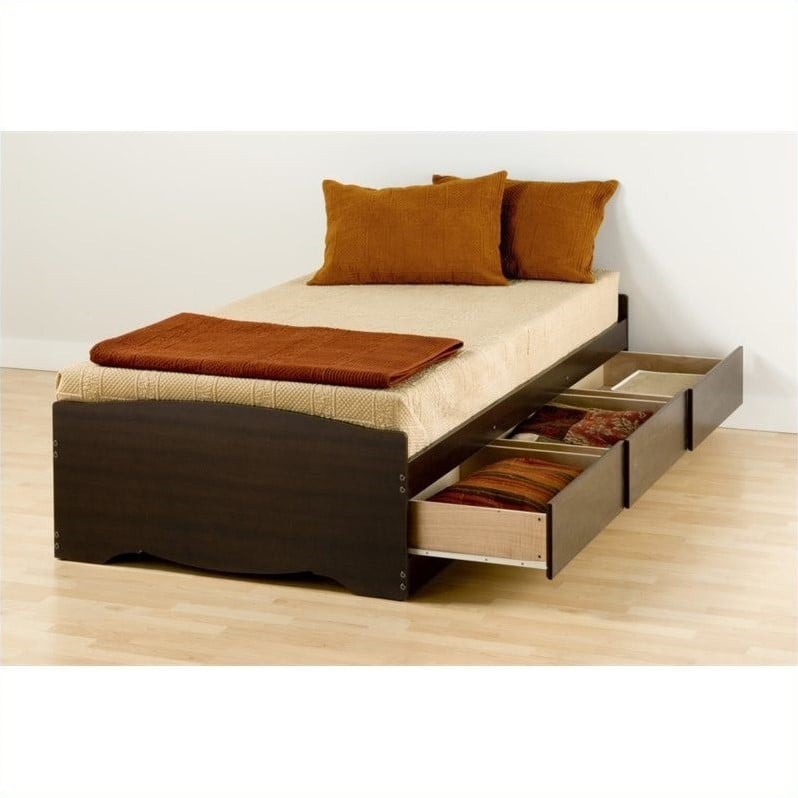 Twin Bookcase Platform Storage Bed in Espresso - EBT-4100-KIT2