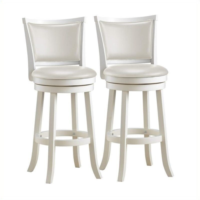 29" High Back Bar Stool in White (Set of 2) DWG119B