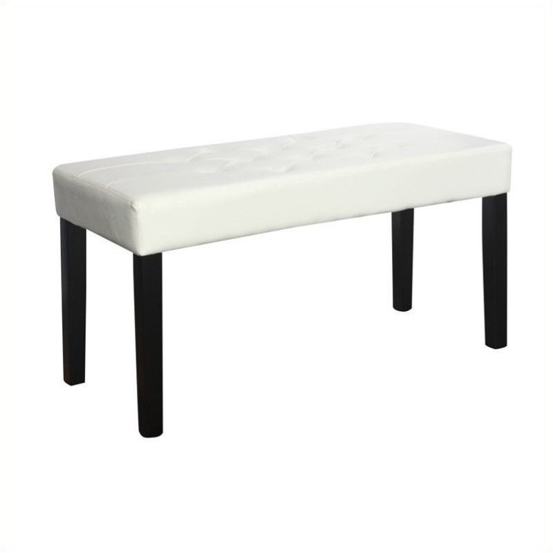 Faux Leather Bench in White - LMY-210-O