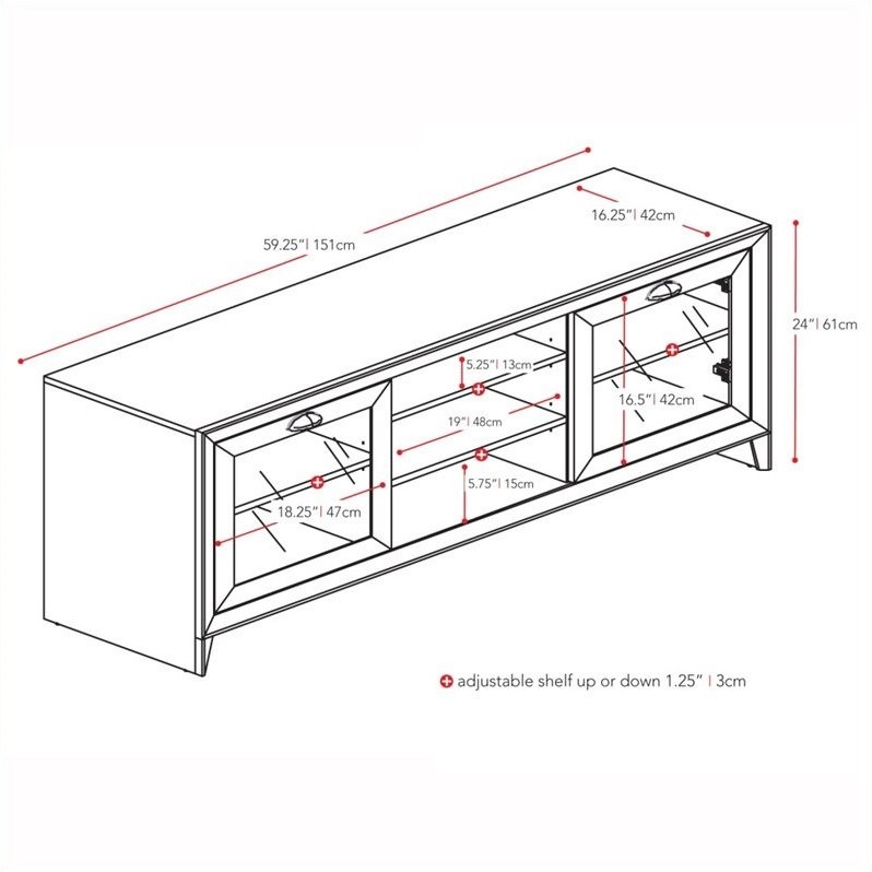 2-Door TV Bench in Espresso - TEK-584-B