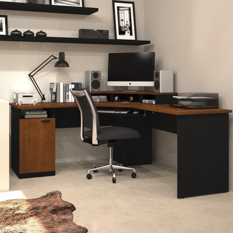 Bestar Hampton Wood Home Office Corner Computer Desk in ...