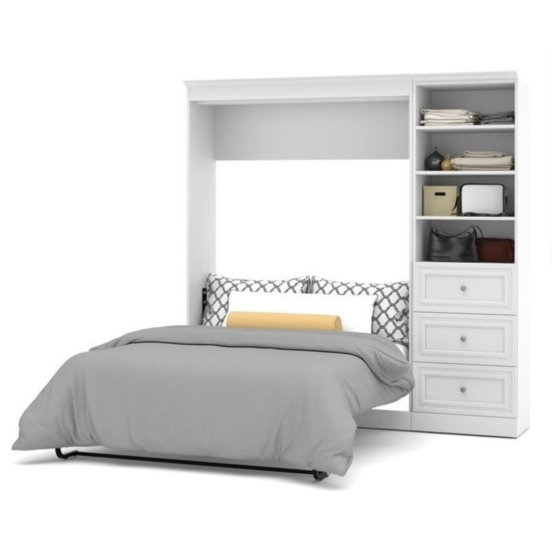 Bestar Versatile 84'' Full Wall Bed With 3-Drawer Storage Unit In White ...