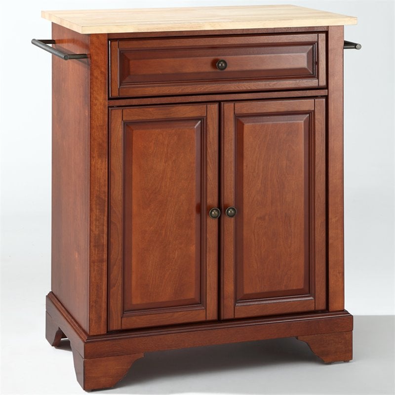 Crosley Furniture LaFayette Natural Wood Top Kitchen Island in Cherry ...