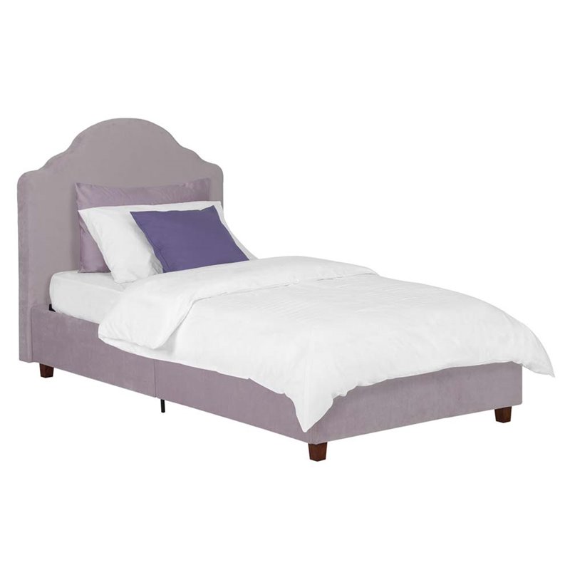 Upholstered Twin Platform Bed in Light Purple Lilac - 4075919
