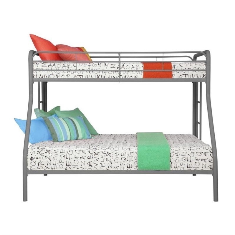 Metal Twin Over Full Bunk Bed In Silver - 5418096