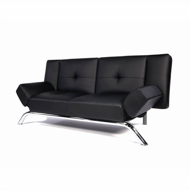 Faux Leather Convertible Sofa in Black - 2002007