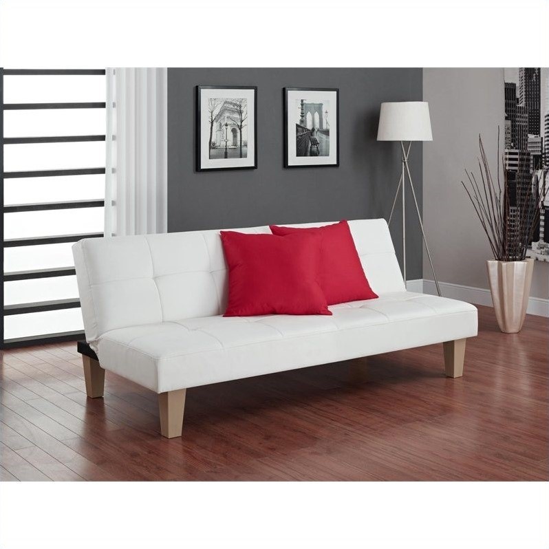 Faux Leather Convertible Sofa In White - 2011109