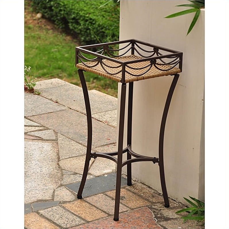 Outdoor Wicker Resin Square Plant Stand - 4114-PS