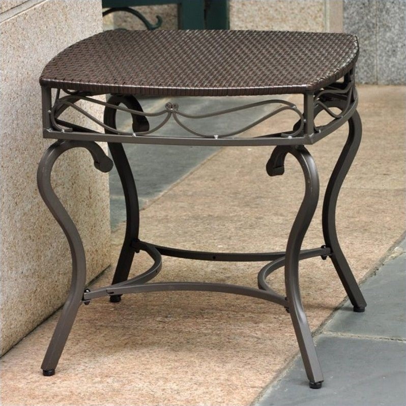 Wicker Patio Side Table in Chocolate - 4112-ST/CH