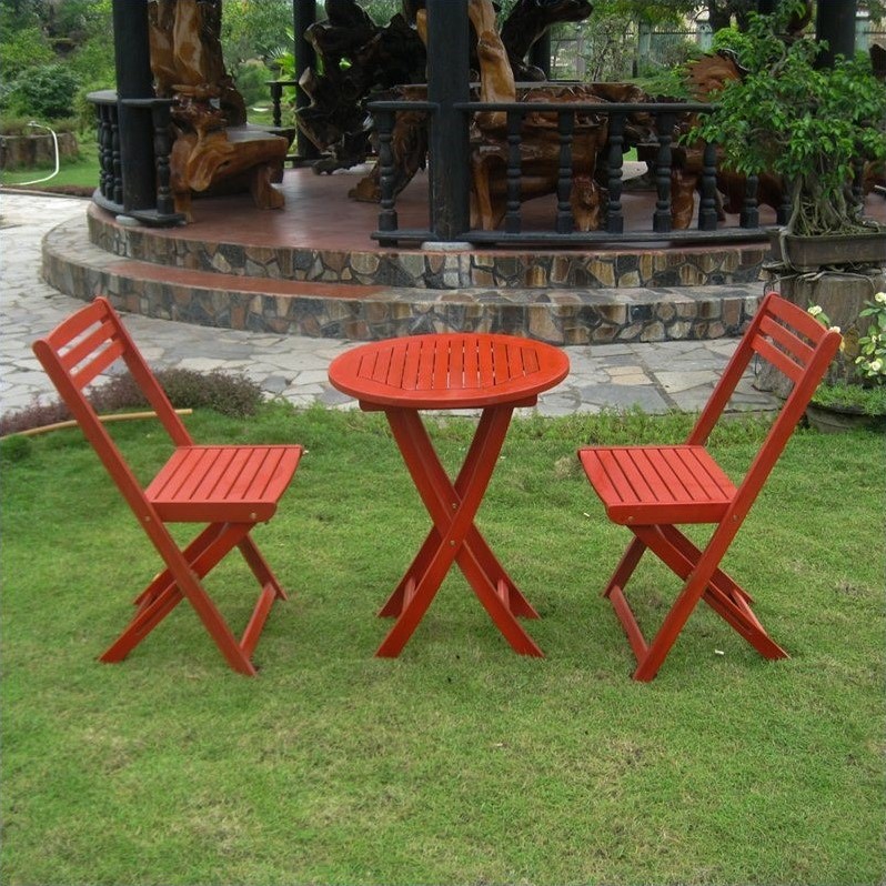 3 Pc Folding Patio Bistro Set in Red - TT-VN-0158-BRD