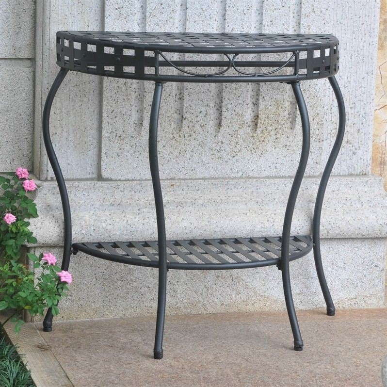 Half Moon Patio Table In Antique Black 3559 Ant Bk Half Moon Patio Table In Antique Black
