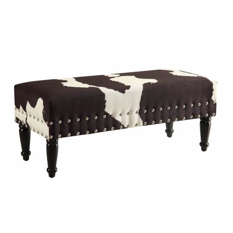 Faux Cowhide Bench with Nailheads - 163923FCH