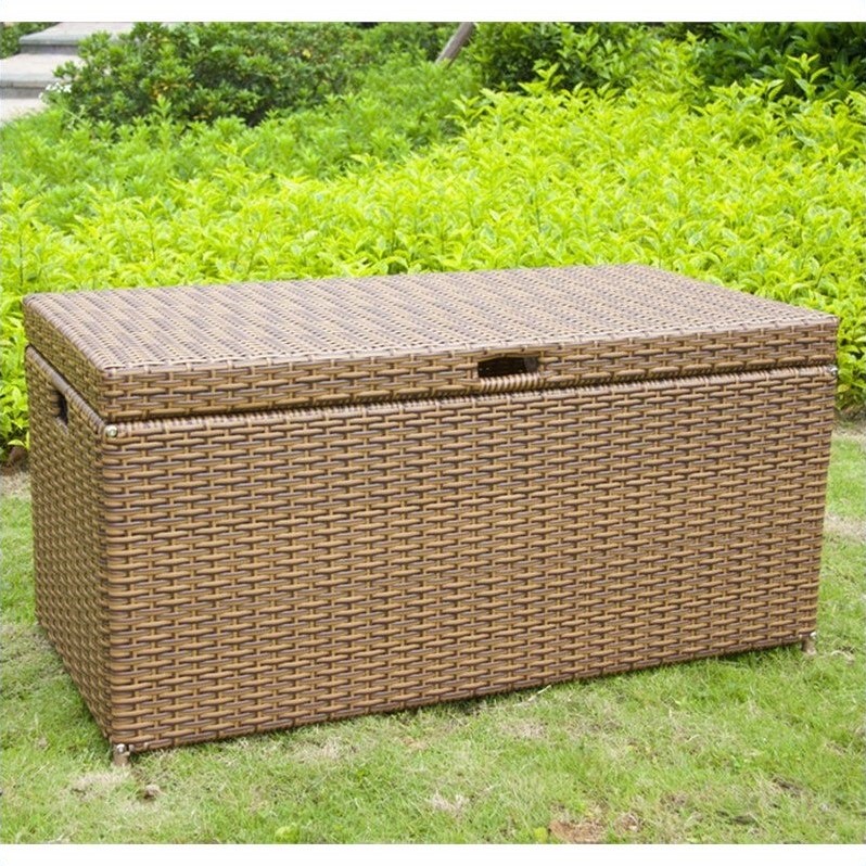 Jeco Wicker Patio Storage Deck Box in Honey - ORI003-C