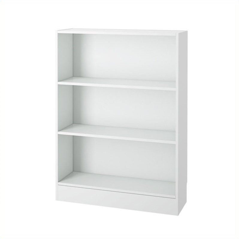 Short Wide 3 Shelf Bookcase in White - 7177649