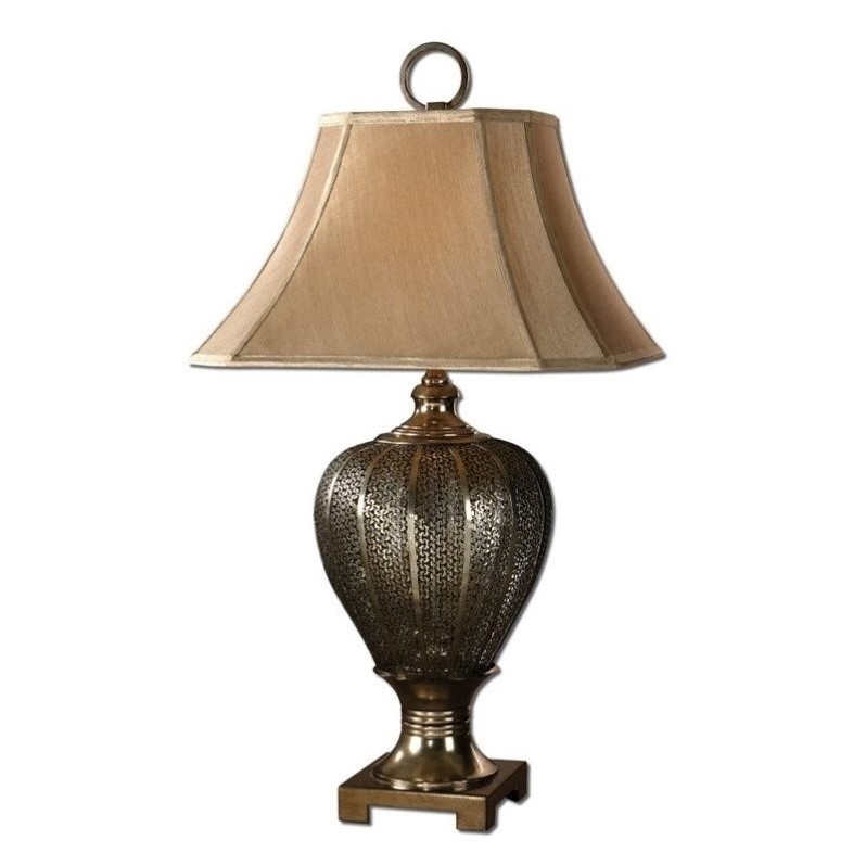 Uttermost Cupello Metal Table Lamp in Antiqued Silver Champagne - 26521