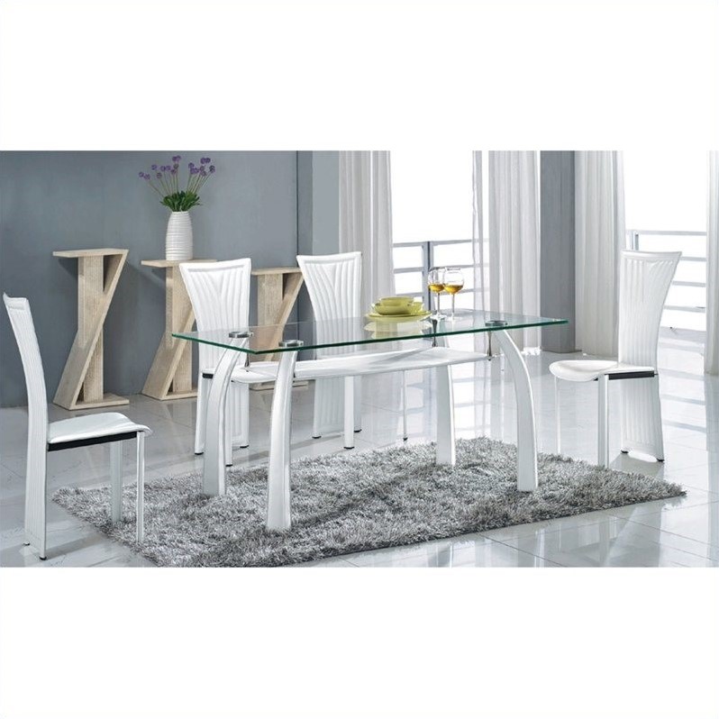 Chintaly Ramona Rectangular Glass Top 5 Piece Dining Set - RAMONA-DT-B ...