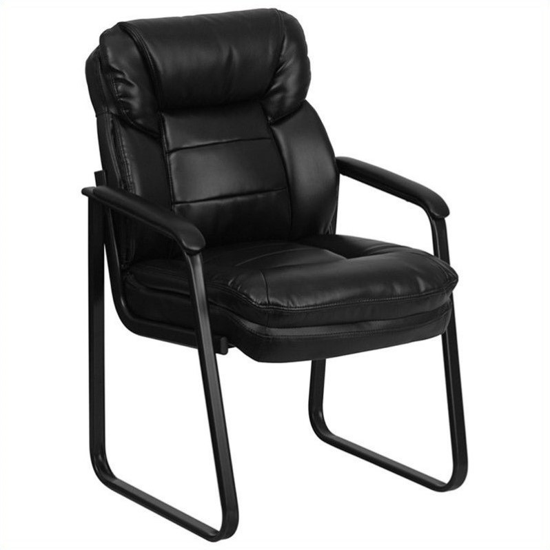 Executive Side Office Guest Chair in Black - GO-1156-BK-LEA-GG