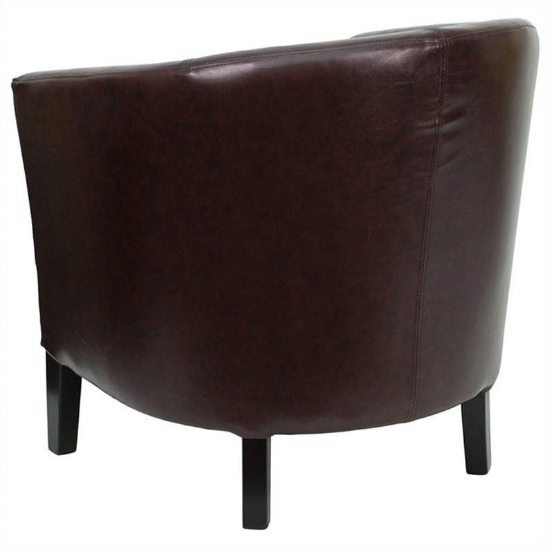 Brown Leather Barrel Shaped Guest Chair - GO-S-11-BN-BARREL-GG