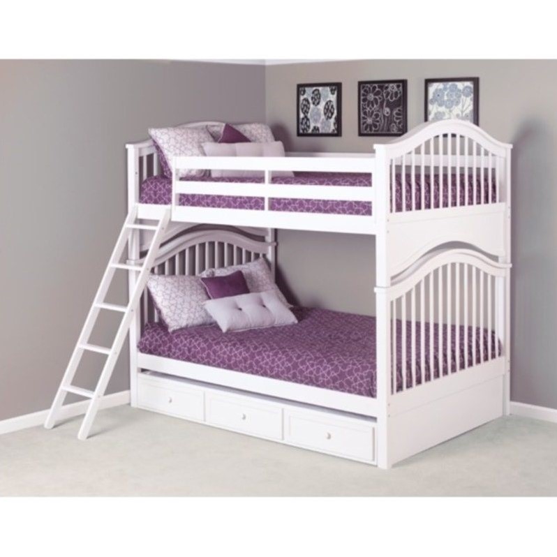 NE Kids School House Jordan Bunk Bed in White - 701XNB