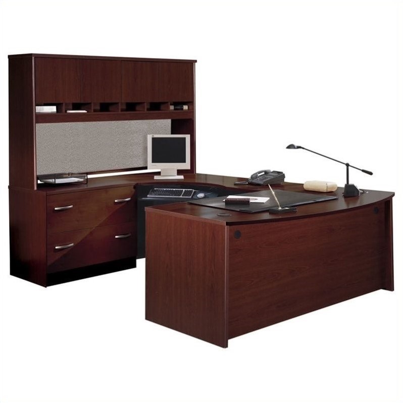 Bush BBF Series C Executive U-Shape Wood Desk in Mahogany - BSC019-367