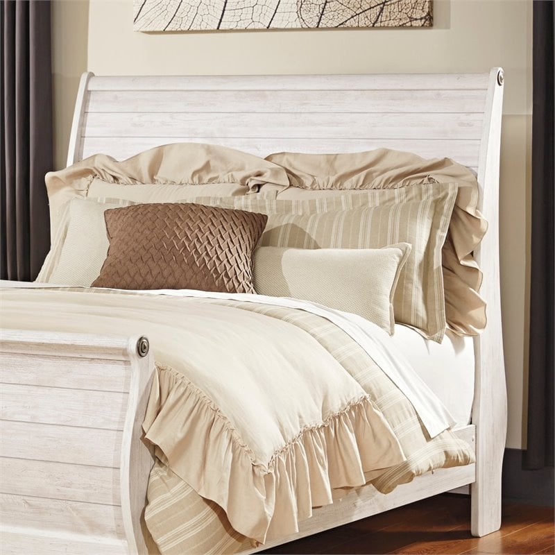 Ashley Willowton Queen Sleigh Headboard In Whitewash B267 77