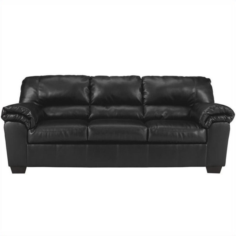 Ashley Commando Faux Leather Sofa in Black - 6450038