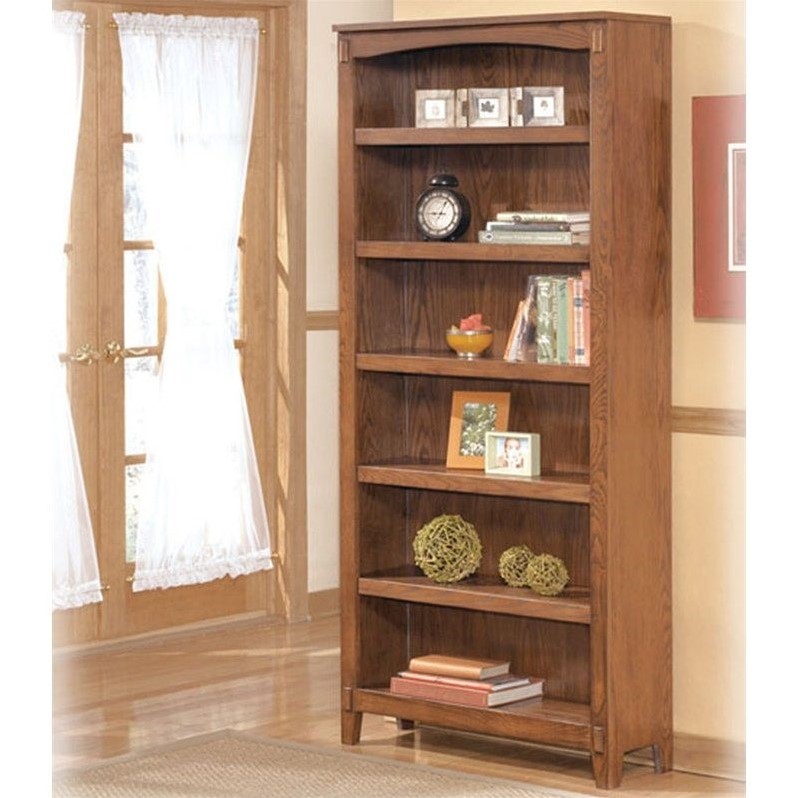 Ashley Furniture Cross Island 6 Shelf Bookcase in Medium Brown - H319-17