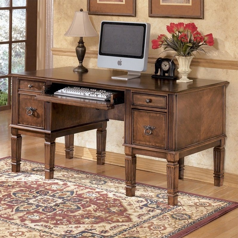 Ashley Furniture Hamlyn Office Desk in Medium Brown H52726