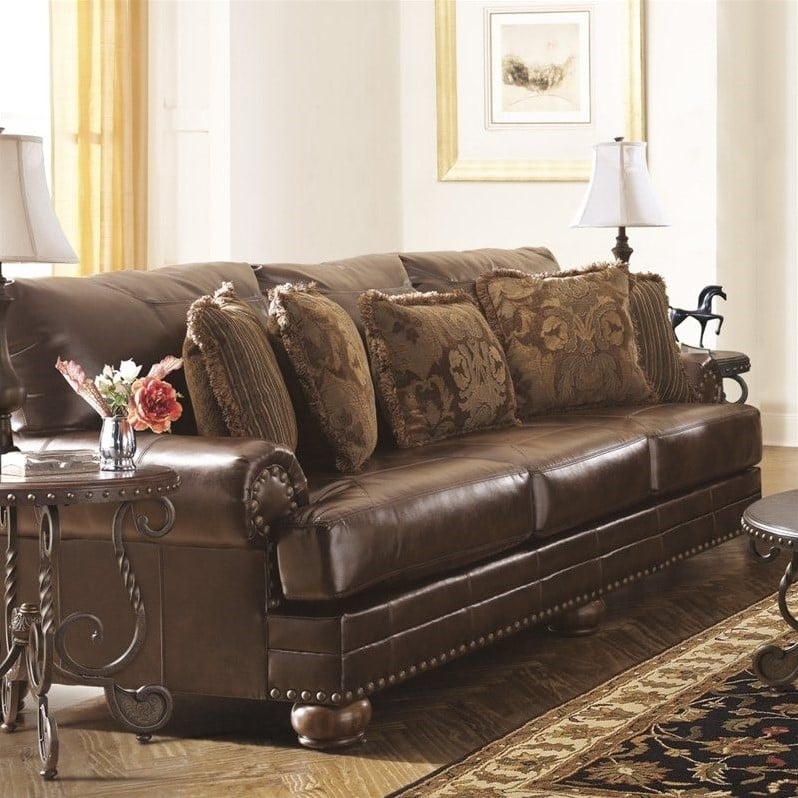 Ashley Furniture Chaling Leather Sofa in Antique  9920038