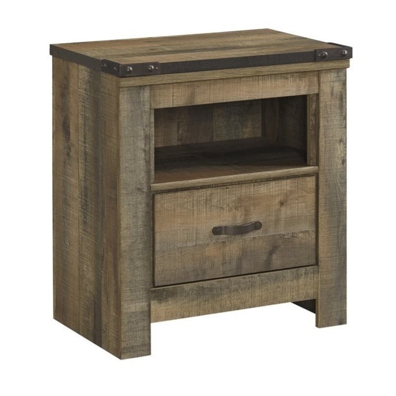 Ashley Trinell 1 Drawer Wood Nightstand in Brown - B446-91