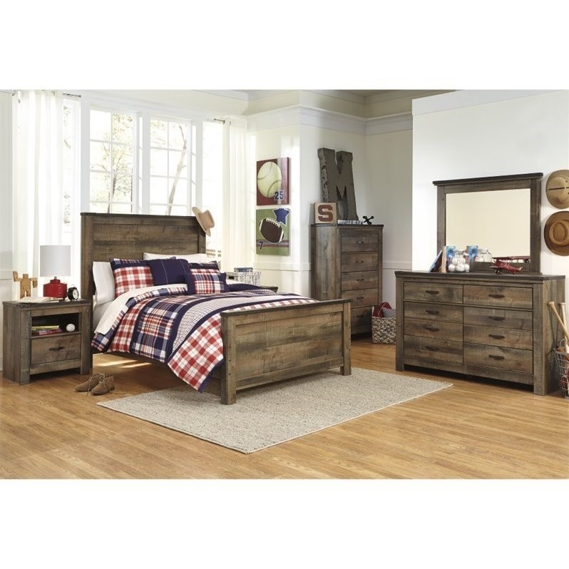 Ashley Trinell 6 Piece Wood Full Panel Bedroom Set in ...