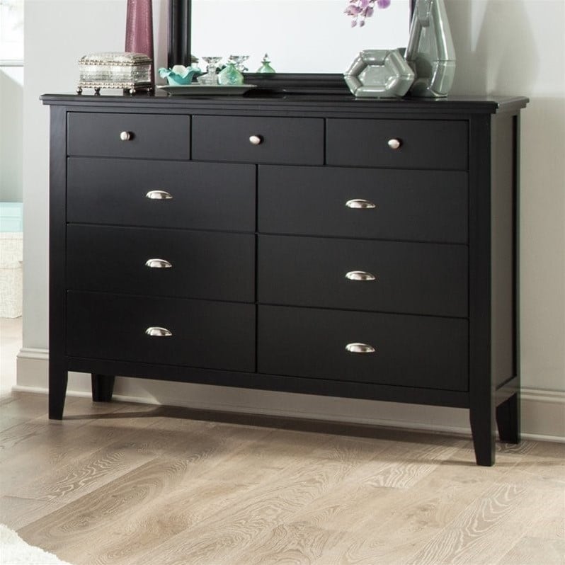 Ashley Braflin 9 Drawer Wood Double Dresser in Black B59131